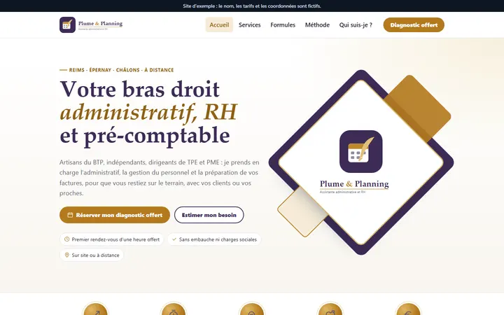 Home page of the Plume & Planning example site
